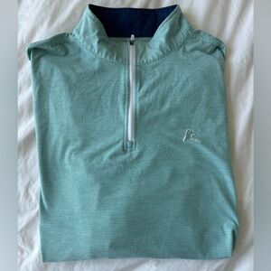 Rhoback Riva Heather Stripe Performance Q-Zip in sea green